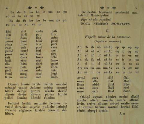 Reproduction de pages de l'Alphabet méthodique de Stuber. Musée Oberlin de Waldersbach.