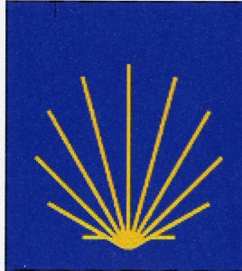 Le sigle des Amis de St Jacques de Compostelle en Alsace.