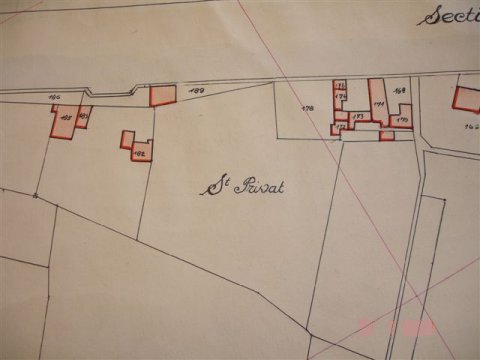 Saint-Privat sur le plan cadastral de 1953.