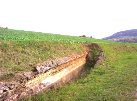 L'aqueduc entre Gorze et Novéant. La conduite côté Novéant.<br />
Photo M. Heilig.