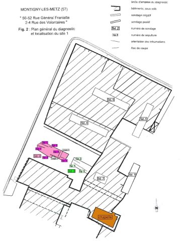 Plan des fouilles du cimetière de Saint-Privat.