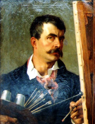 J. Lecomte de Noüy, Autoportrait au chevalet. 