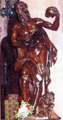 St Jérôme. Statue en bois de l'abbaye de Neubourg. Eglise saint Nicolas.