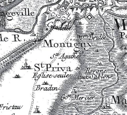 Saint-Privat sur la carte de Cassini.