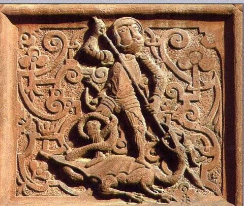 St Georges et le dragon sur l'oriel de la maison Zuckmantel.