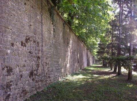 Mur du fossé de la citadelle de Bellecroix à Metz.