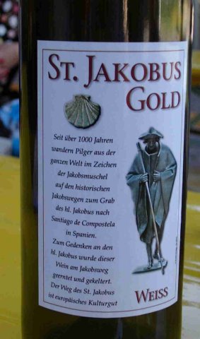 Etiquette de vin commémorant le pèlerinage de Spire en 2004.